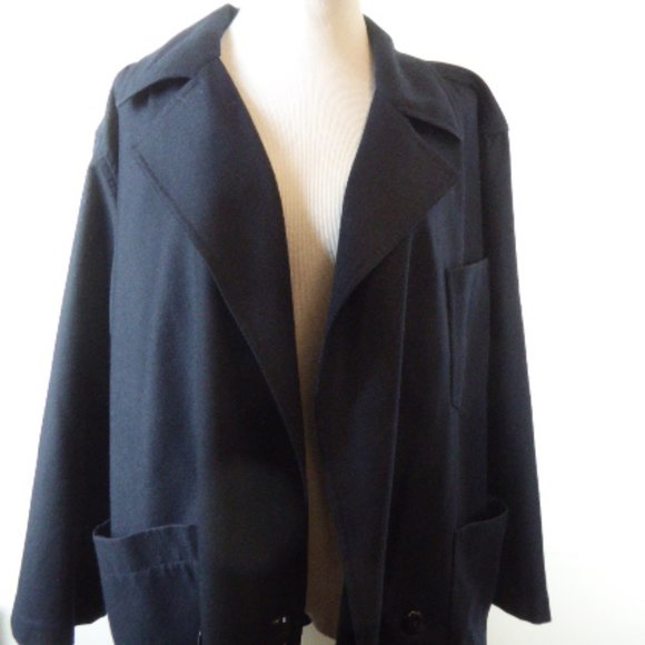 Alan Austin Vintage navy 100% wool jacket unstructured i44 L. Beverly Hills - Picture 2 of 5